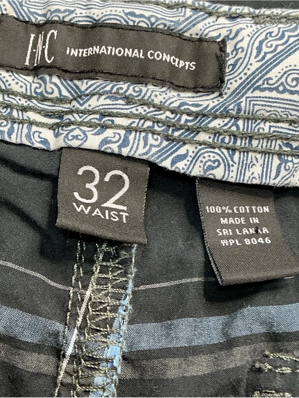 INC International Concepts Black and Blue Plaid Cargo Shorts